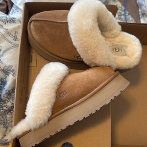 UGG Chestnut Shearling Platform Slippers